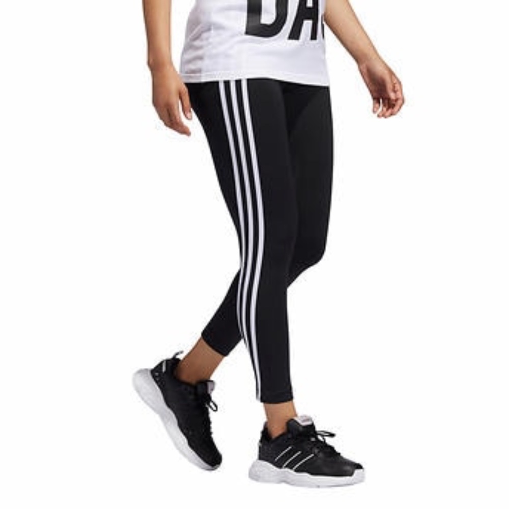 Adidas Black High Rise 3-Stripe 7/8 Legging Tights
